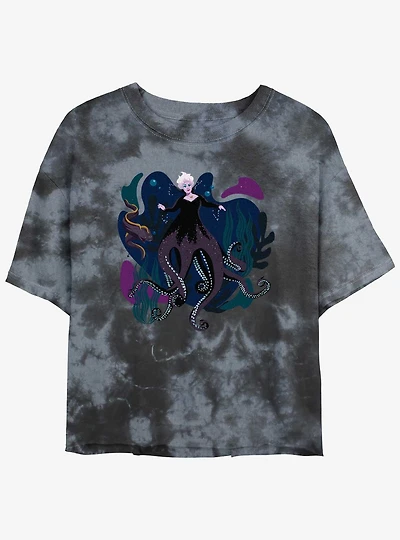 Disney The Little Mermaid Live Action Ursula With Flotsam and Jetsam Tie-Dye Womens Crop T-Shirt