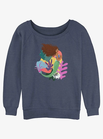 Disney The Little Mermaid Live Action Ariel With Flounder Womens Slouchy Sweatshirt