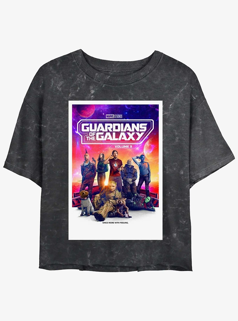 Marvel Guardians of the Galaxy Vol. 3 Universal Family Poster Mineral Wash Womens Crop T-Shirt