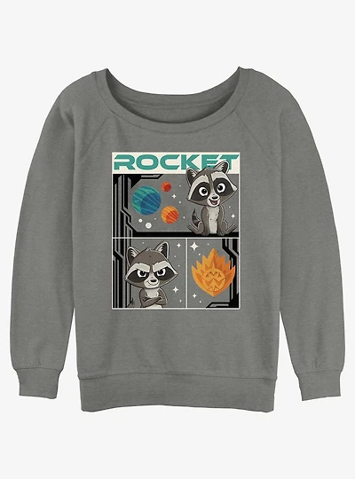 Marvel Guardians of the Galaxy Vol. 3 Baby Rocket Poster Womens Slouchy Sweatshirt