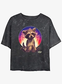 Marvel Guardians of the Galaxy Vol. 3 Baby Rocket Guardian Mineral Wash Womens Crop T-Shirt