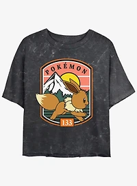 Pokemon Eevee Out For A Run Mineral Wash Womens Crop T-Shirt