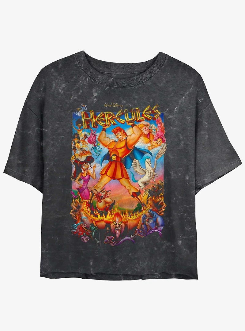 Disney Hercules Movie Poster Mineral Wash Womens Crop T-Shirt