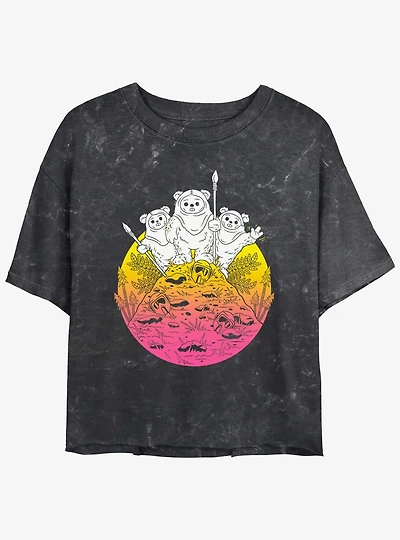 Star Wars Ewok Camp Mineral Wash Womens Crop T-Shirt