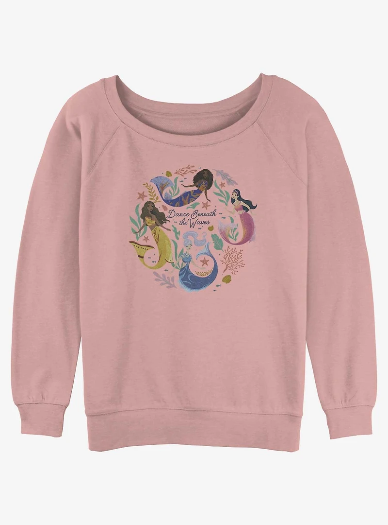 Disney The Little Mermaid Live Action Sisters Dance Beneath Waves Womens Slouchy Sweatshirt