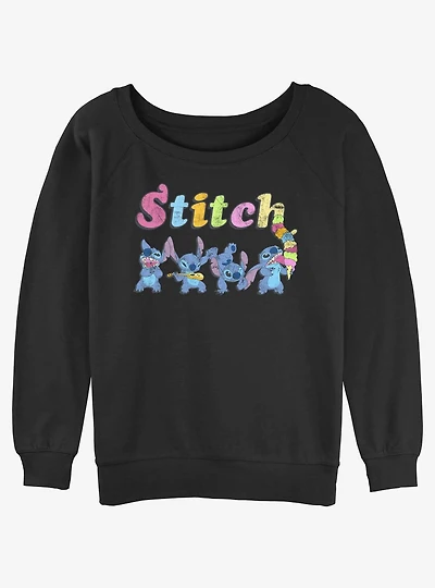 Disney Lilo & Stitch Ice Cream Scoops Girls Slouchy Sweatshirt
