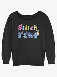 Disney Lilo & Stitch Ice Cream Scoops Girls Slouchy Sweatshirt