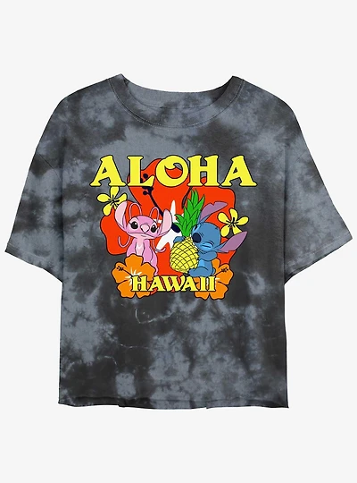 Disney Lilo & Stitch Aloha Angel & Stitch Tie-Dye Girls Crop T-Shirt