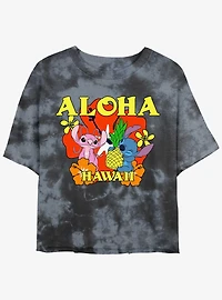 Disney Lilo & Stitch Aloha Angel & Stitch Tie-Dye Girls Crop T-Shirt
