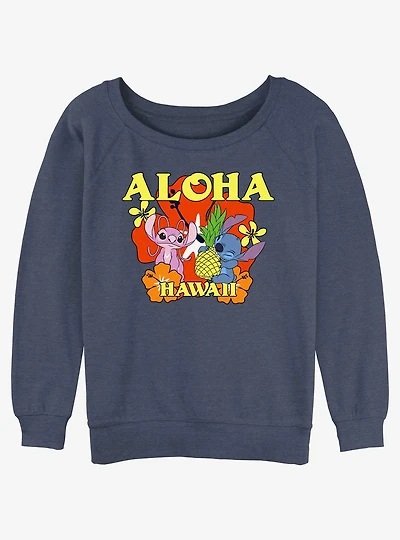 Disney Lilo & Stitch Aloha Angel & Stitch Girls Slouchy Sweatshirt