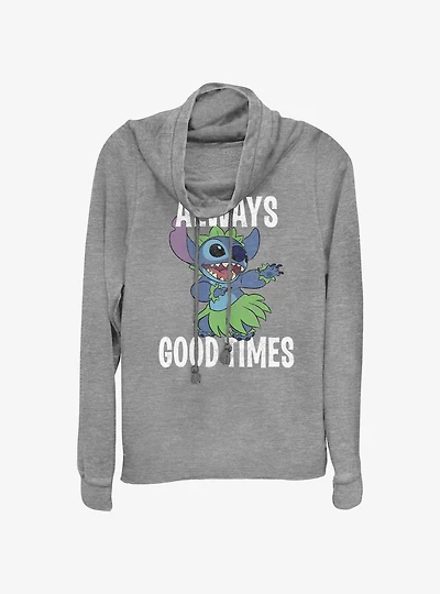 Disney Lilo & Stitch Good Time Stitch Cowl Neck Long-Sleeve Top