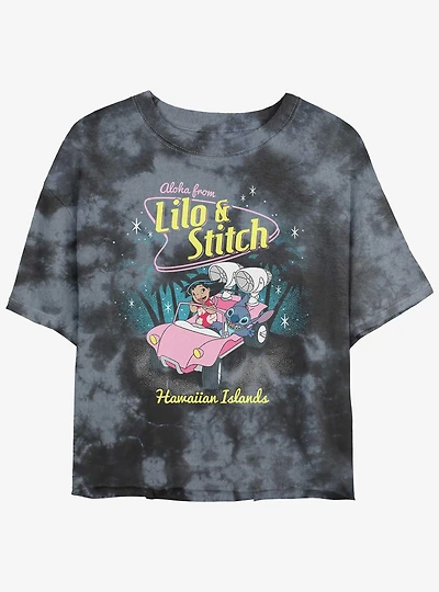 Disney Lilo & Stitch 50's Stitch Tie-Dye Girls Crop T-Shirt