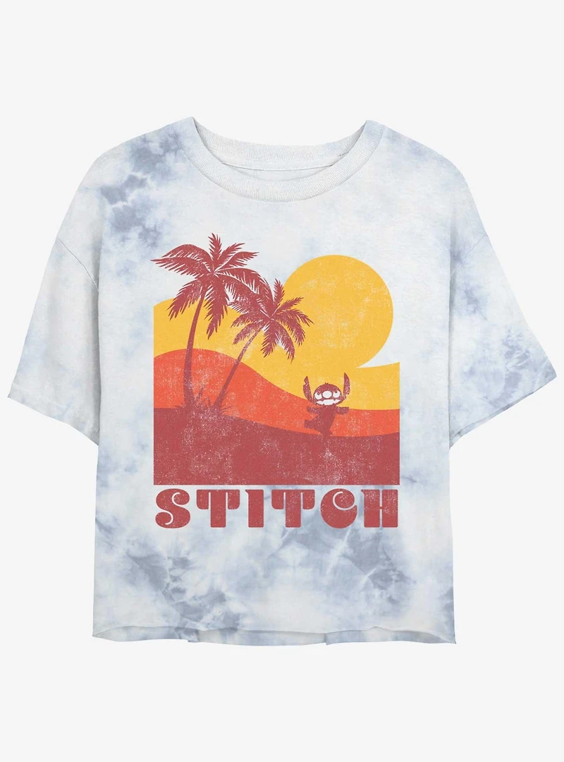 Disney Lilo & Stitch Sunset Stitch Tie-Dye Girls Crop T-Shirt