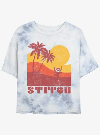 Disney Lilo & Stitch Sunset Stitch Tie-Dye Girls Crop T-Shirt