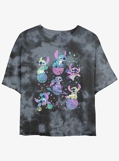 Disney Lilo & Stitch Planetary Stitch Tie-Dye Girls Crop T-Shirt