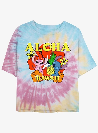 Disney Lilo & Stitch Aloha Angel Tie-Dye Womens Crop T-Shirt