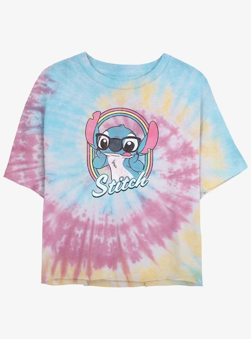 Disney Lilo & Stitch Nerdy Tie-Dye Womens Crop T-Shirt