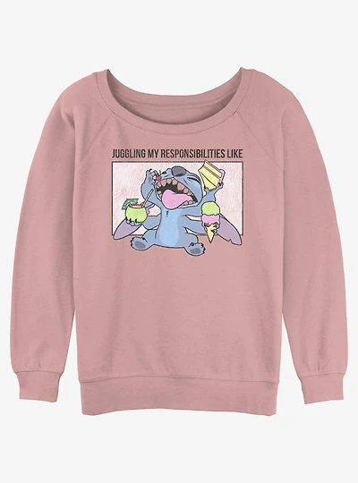 Disney Lilo & Stitch Juggling Responsibilities Womens Slouchy Sweatshirt