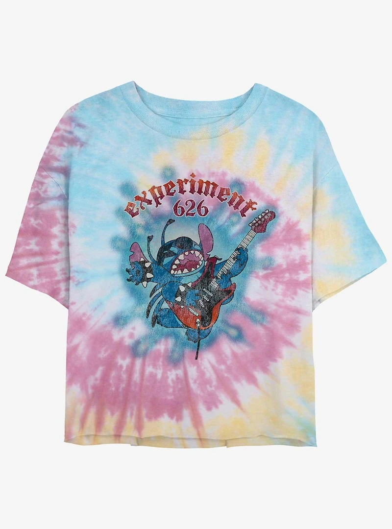 Disney Lilo & Stitch Rock Out Experiment 626 Tie-Dye Womens Crop T-Shirt