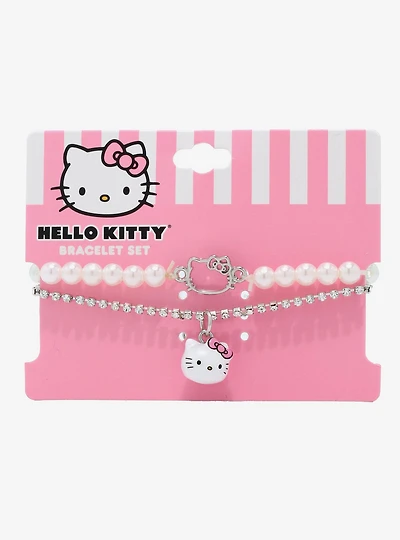 Hello Kitty Bling Pearl Bracelet Set