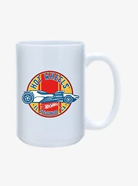 Hot Wheels Circle Striped Race Car Emblem Mug 15oz