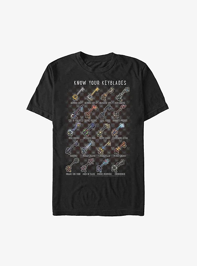 Disney Kingdom Hearts Keyblades Chart Extra Soft T-Shirt
