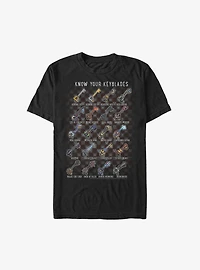 Disney Kingdom Hearts Keyblades Chart Extra Soft T-Shirt