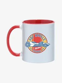 Hot Wheels Circle Striped Race Car Emblem Mug