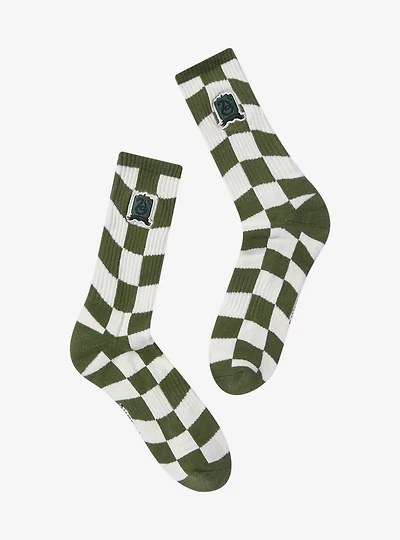 Harry Potter Slytherin Crest Checkered Crew Socks - BoxLunch Exclusive