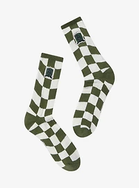 Harry Potter Slytherin Crest Checkered Crew Socks - BoxLunch Exclusive