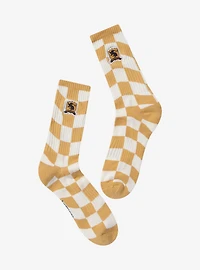 Harry Potter Hufflepuff Crest Checkered Crew Socks - BoxLunch Exclusive