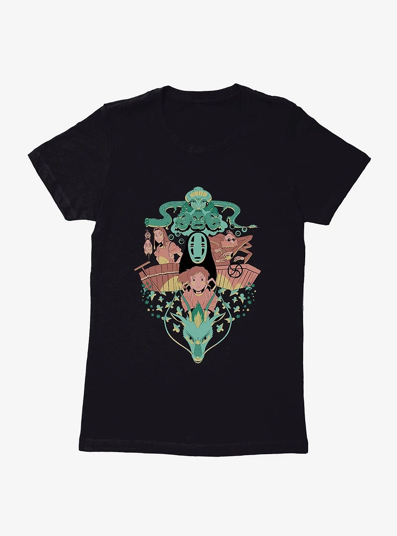 Studio Ghibli Spirited Away Chihiro And No Face Group Crest Womens T-Shirt