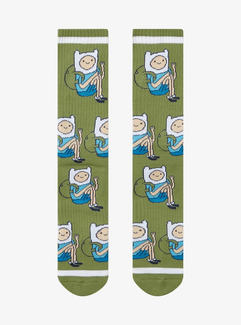 Adventure Time Finn Sitting Allover Print Crew Socks - BoxLunch Exclusive