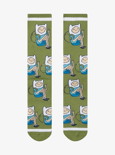 Adventure Time Finn Sitting Allover Print Crew Socks - BoxLunch Exclusive