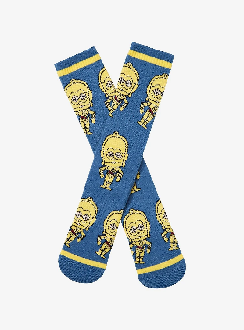 Star Wars C-3PO Chibi Portrait Allover Print Crew Socks - BoxLunch Exclusive