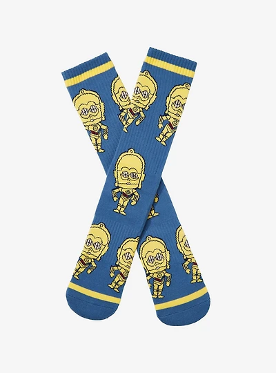 Star Wars C-3PO Chibi Portrait Allover Print Crew Socks - BoxLunch Exclusive