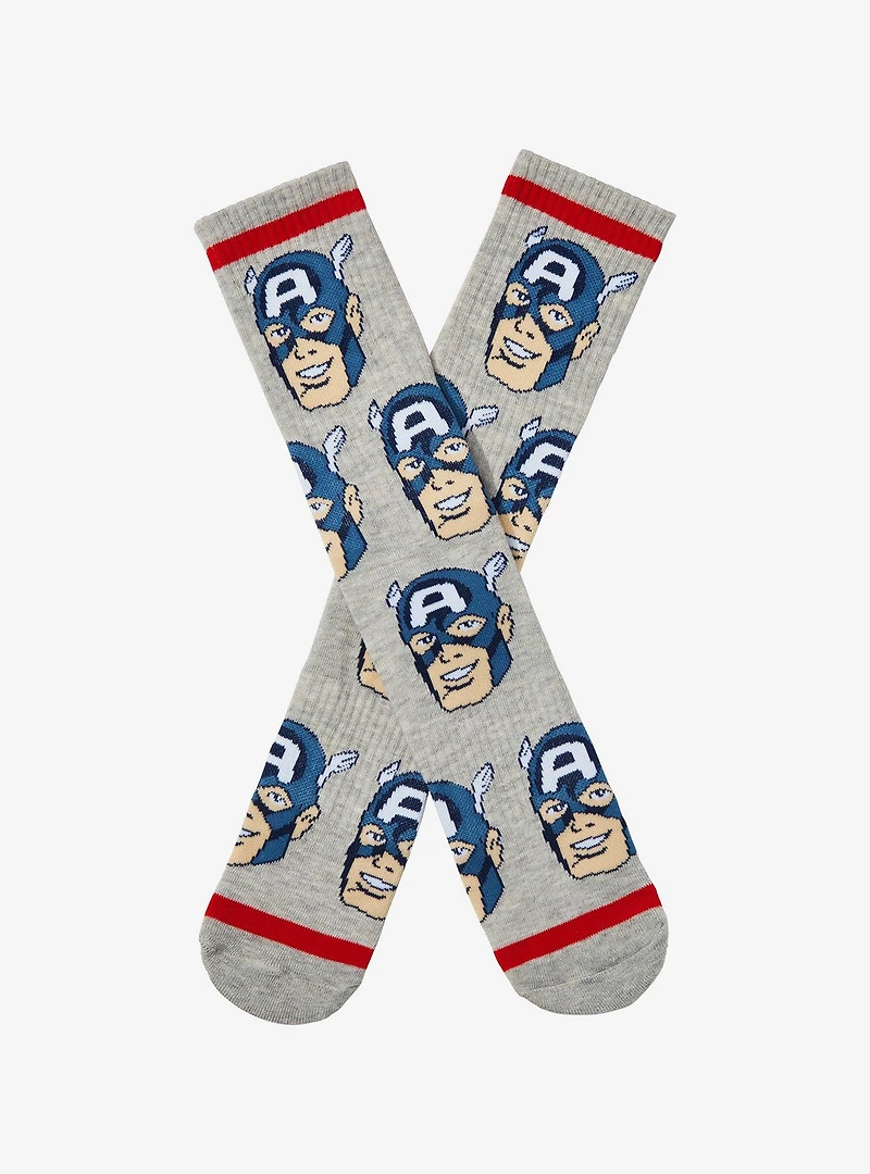 Marvel Captain America Allover Print Crew Socks 0 BoxLunch Exclusive