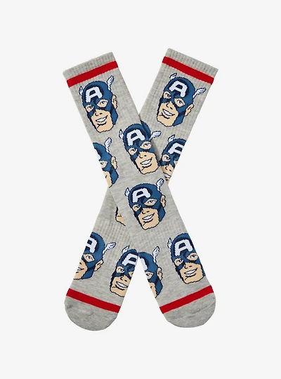 Marvel Captain America Allover Print Crew Socks 0 BoxLunch Exclusive
