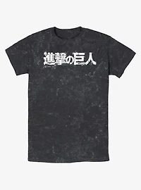 Attack On Titan Japanese Logo Mineral Wash T-Shirt