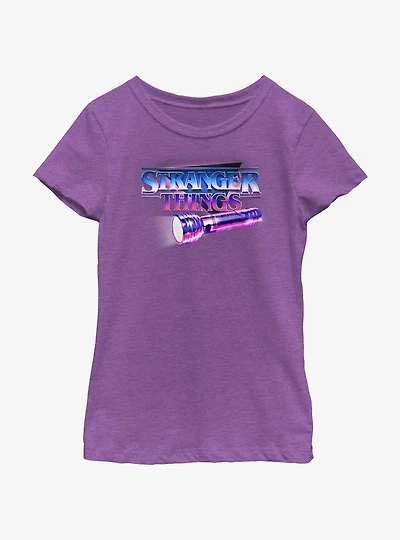 Stranger Things Retro Flashlight Logo Youth Girls T-Shirt