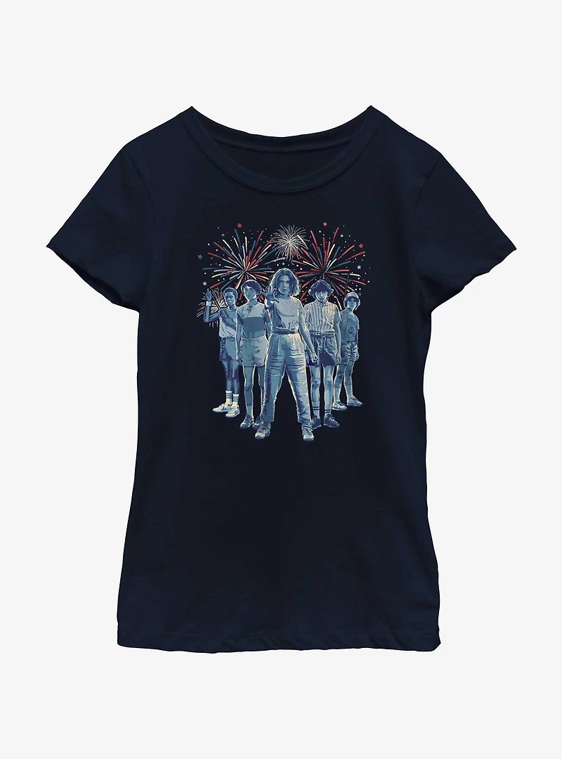 Stranger Things Group Fireworks Youth Girls T-Shirt