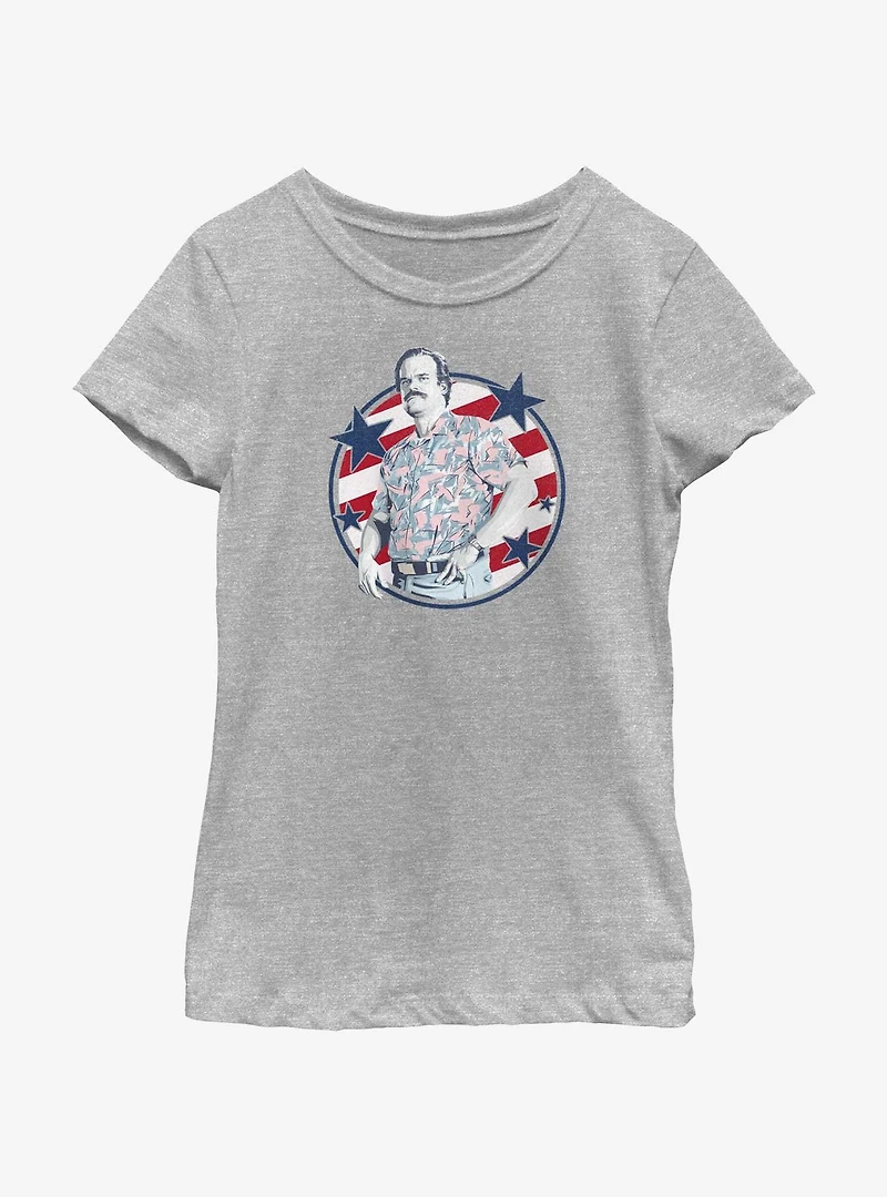 Stranger Things Hopper Stars And Stripes Youth Girls T-Shirt