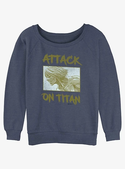 Attack On Titan Female Titan Panel Girls Slouchy Sweatshirt
