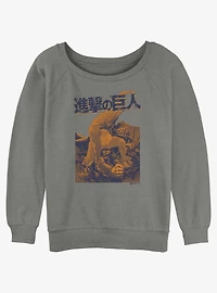 Attack On Titan Beast Titan Girls Slouchy Sweatshirt