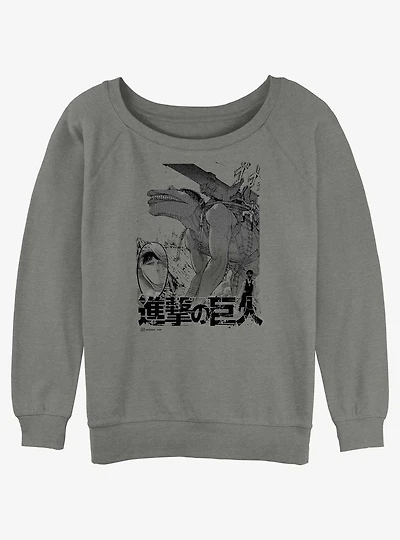 Attack On Titan Cart Titan Demolition Girls Slouchy Sweatshirt