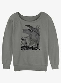 Attack On Titan Cart Titan Demolition Girls Slouchy Sweatshirt