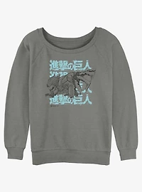Attack On Titan Jaw Titan Stack Girls Slouchy Sweatshirt