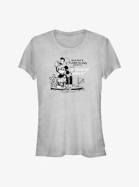 Disney100 Steamboat Willie Cartoon Girls T-Shirt