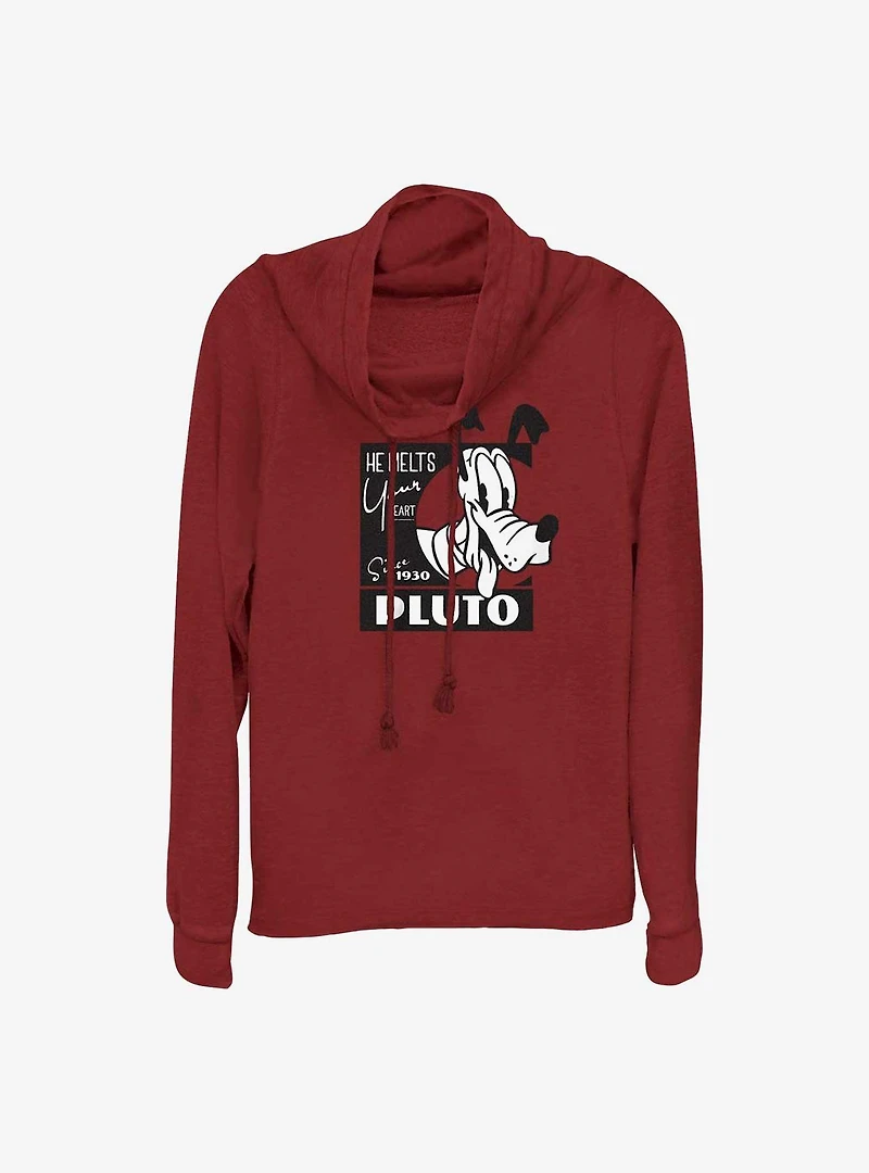 Disney 100 Pluto Melts Your Heart Cowl Neck Long-Sleeve Top