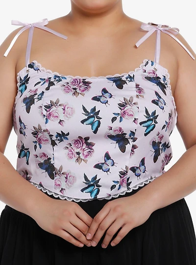 Thorn & Fable Butterfly Ribbon Girls Crop Corset Plus Size
